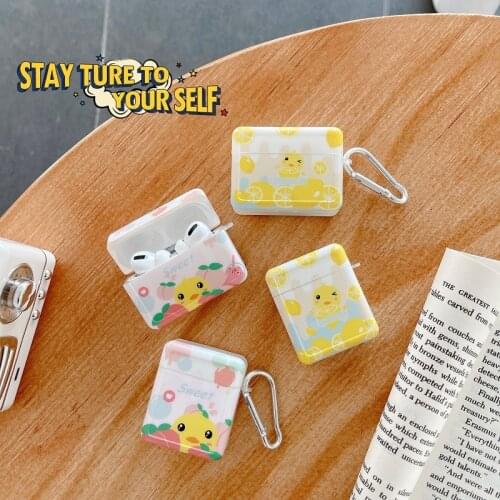 Cute Animal Pattern Flower Design Wireless Bluetooth Earphone Case for Airpods 1 2 Pro Soft Dog Chick Charging Cover with Hook