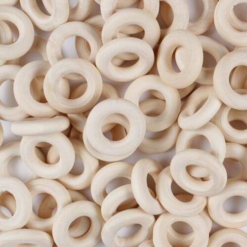 20mm 20Pcs/lot Wooden Beads Connectors Circles Rings Natural Lead-Free Wood Beads for Baby Teething Rings Diy Toys Accesories