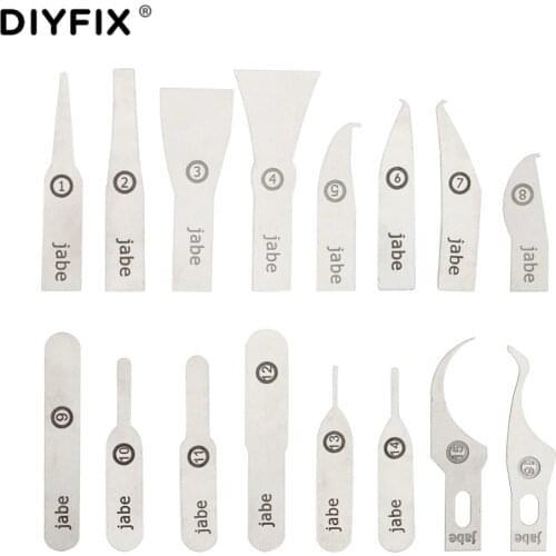 DIYFIX 16PCS IC Chip Repair Thin Knife Blade Tool CPU Remover for iPhone Processors NAND Flash Mainboard Repair Tool (No Handle)