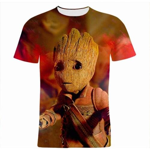 Oversized Men T-shirt Fashion Summer Marvel Groot 3D Print Women Tee Shirts Short Sleeve Boy Girl Kids Cartoon Anime Clothes