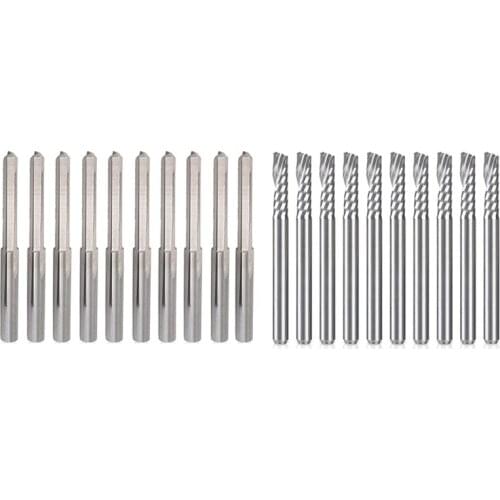 10PCS 3.175mm Shank Dia. Double Edged Bit with 10 Pack CNC Router Bits 1/8Inch Shank Spiral Upcut Router Bit Promotion