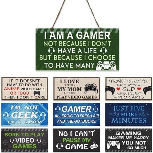 Game Sign Wood Plaques Game Room Wooden Hanging Signs Decorations for Man Cave Game Room Wall Game House Decor Plates