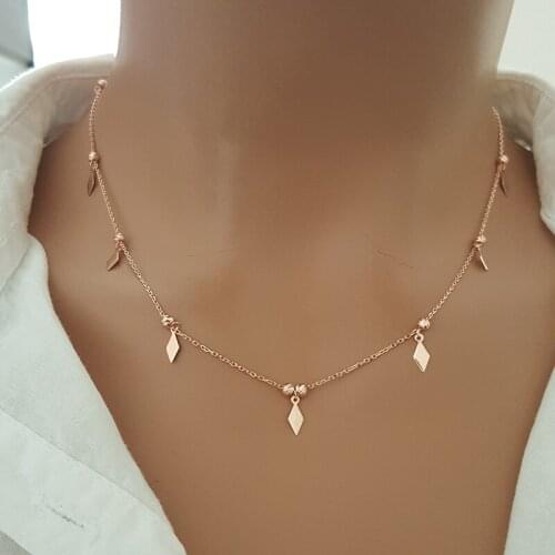 Drop Necklace Dainty Necklace 925 Silver Rose Gold Plate Necklace