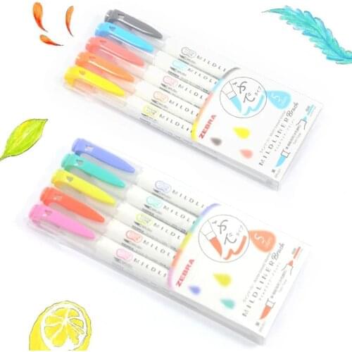 10 New Colors Zebra WFT8 MildLiner Double Tip Highlighter Soft Brush Painting Marking Pen Japanese Stationery Original Product