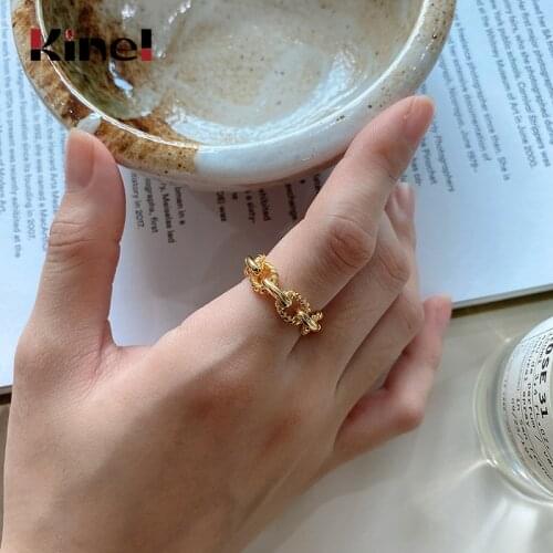 Kinel Retro S925 Sterling Silver Rings for Women Line Twist INS Style Korea Ring Fine Jewelry Silver 925 Rings