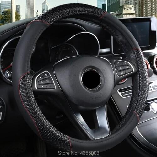 Car Steering wheel Cover 38CM Car-styling braid Leather Universal Sport Auto Anti-Slip Automotive Accessories Interior 6 colors