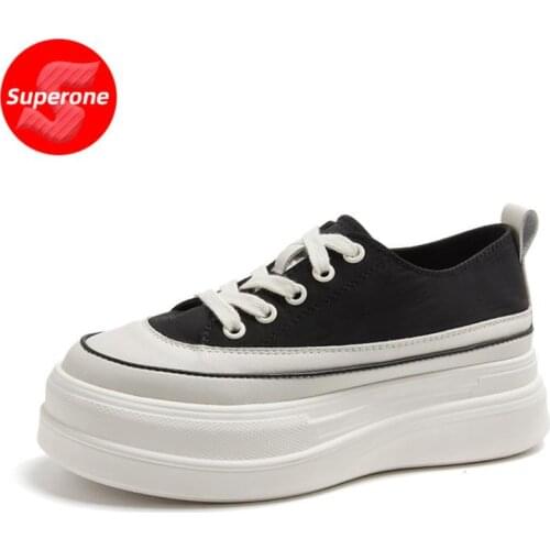 Superone Size 34-39 Women Sneakers Fashion Platform Thick Bottom Shoes Woman Cross Strap Casual Daily Lady High Heel Footwear
