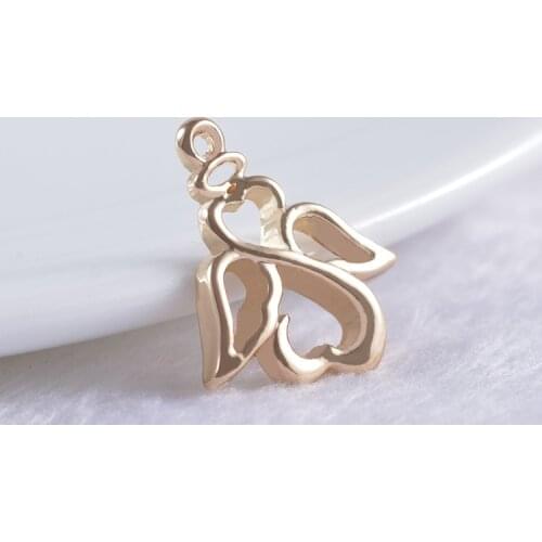 10PCS 20x16MM 24K Champagne Gold Color Plated Brass Angel Charms Pendants High Quality Diy Jewelry Accessories