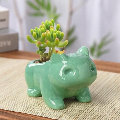 Cute Cartoon Frog Shaped Ceramic Succulent Cactus Flower Plant Pot for Home Garden Desktop Decoration