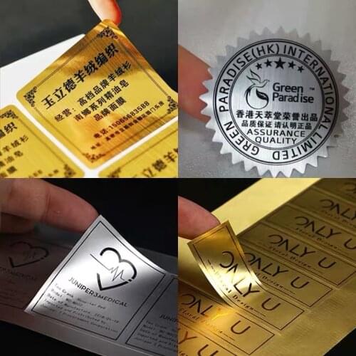 100pcs Custom Waterproof Rose Gold Brushed Sliver Personalized Wedding Stickers Metal Matte Brand Logo Label Self Adhesive