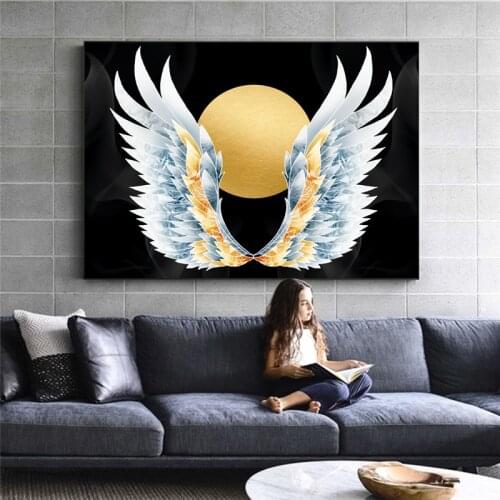 Nostalgia Style Murals Europe Angel Wings Frameles Poster Home Residential Bedroom Decor Decoration Living Room Canvas Painting
