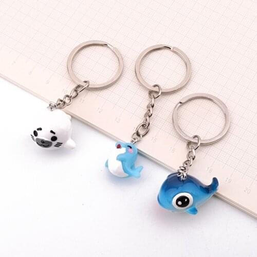 Dayoff New Cartoon Sea Lion Fish Keychain Key Chain KeyRing Key Holder Beach Pendant Keychain Women Wedding Party Gift K50