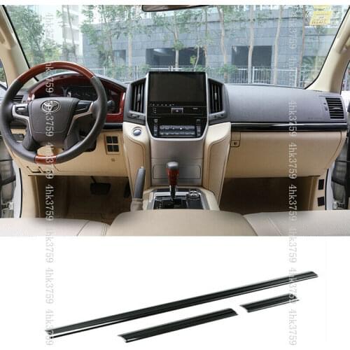 Stainless Black titanium Dashboard Decor Strip Trim For Toyota Land Cruiser LC200 2008-2019 Moulding Cover Trim Car Accessories