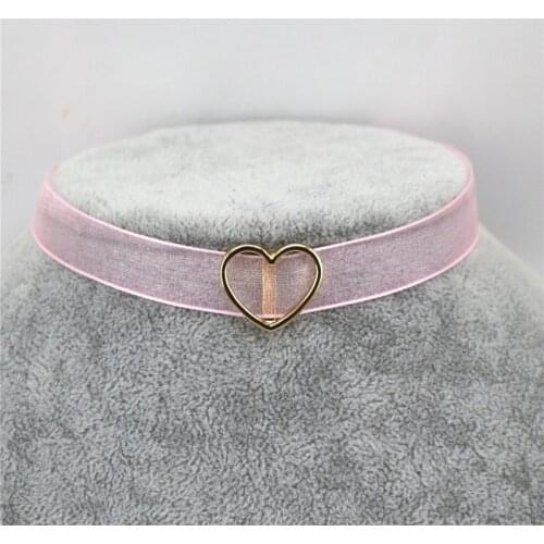 New Japanese necklace girl heart Sweet wind heart-shaped love ribbon fashion personality chain necklace
