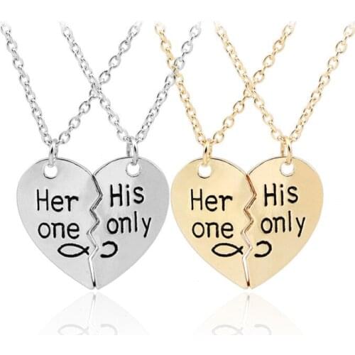 Her one His only Couple Necklaces Fashion Statement Necklace Gold/Silver Plated Pendant Jewelry For Lovers Gifts Wholesale 12se
