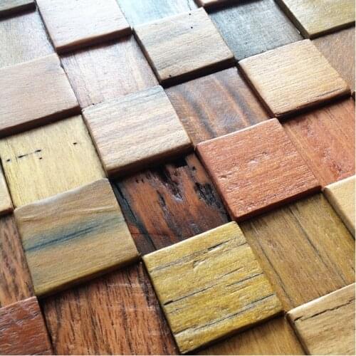 Natural wood tile 3D wall pattern kitchen backsplash mosaic tile wood panel irregular tile mosaic floor tiles, HME4033