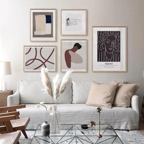 Nordic Abstract geometric line wall art Canvas posters Painting Prints Pictures for Living Room retro literary Decor NO Frame
