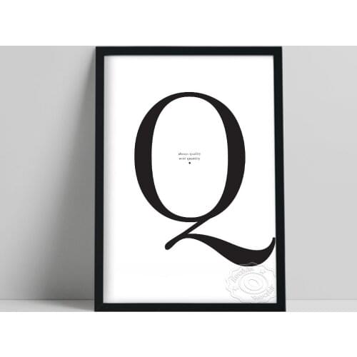 Q Always Quality Over Quanlity Poster, Concise Black Lettering White Background Canvas Painting, Minimalism Text Home Wall Decor
