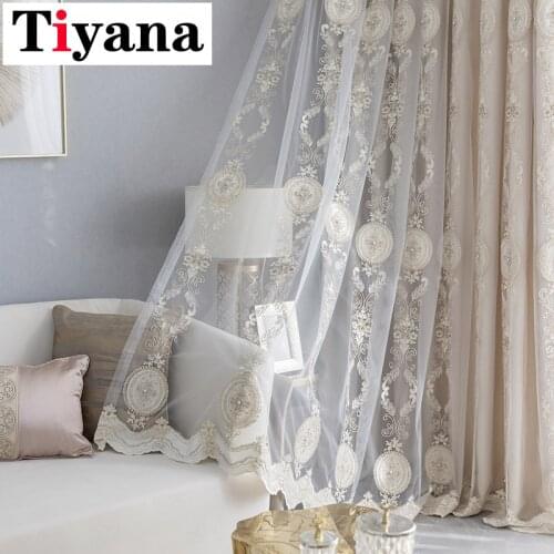 Luxury Palace Tulle Embroidery Flower Romantic Window Sheer Curtain For Living Room Bedroom Home Decorative ZH461Z