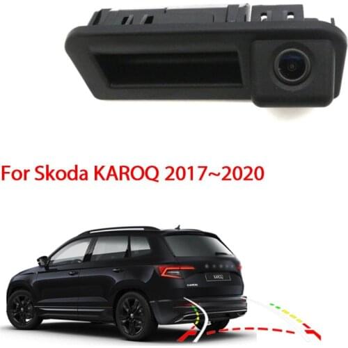HD handle Switch Car Rear View Camera For Skoda Kodiaq 2016 2017 2018 2019 Night Vision Waterproof Reverse Parking Camera