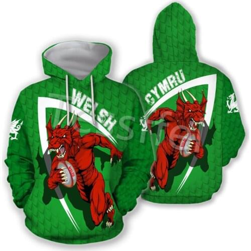 Tessffel Red Dragon Wales 3D Printed Mens Sweatshirt Zipper Hoodie Unisex Casual Jacket Autumn/Winter Dropshipping Style-2