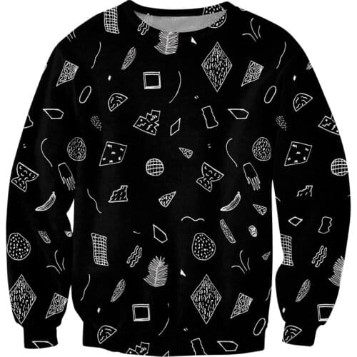 Autumn Winter Sweatshirts Men Hoodies Harajuku Simple Style Diamond Print Tops O-neck Black Shirt For Unisex Pullover Clothing