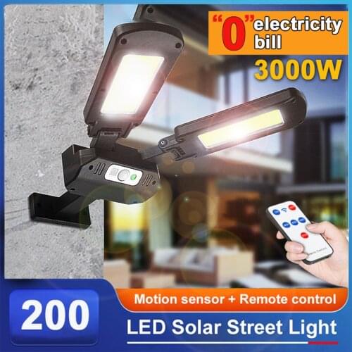 Upgrade 200COB Solar Sensor Lights Outdoor Spotlight 5000mAH 1000LM Solar Security Lighting for Garden Patio Yard Garage Pathway