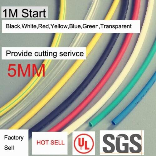 Factory sell dia 5mm Heat Shrink Tubes Shrinkable Tubing Insulation Sleeving 2:1 in different color