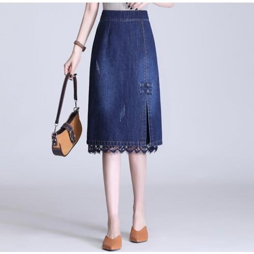 Women Pleated Tutu Tennis Beach Kawaii Skirt Jupe Punk Short Blue Lace Trim Denim High Waist Goth Bandage Sexy Mini Summer
