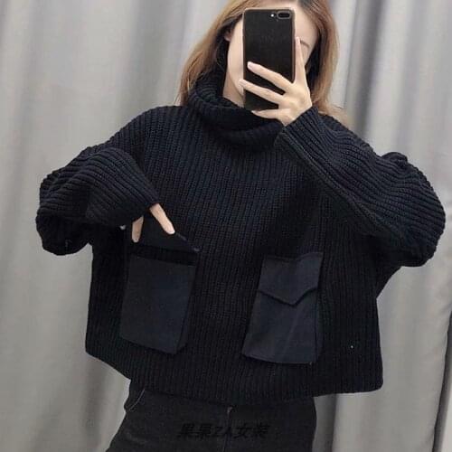 Women Fashion V-Neck Solid Color Hooded black sweater oversize Long Sleeve black pullover sweater Shirts 2020