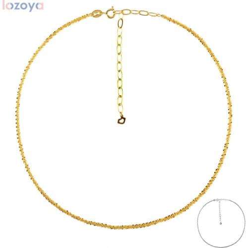 LOZOYA New 925 Sterling Silver 2.2mm Chain Punk Women Choker Necklace Long Chain Rock Luxury 2021 Fashion Fine Jewelry