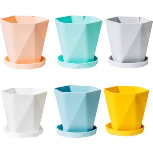 1 Pcs Plastic Resin Flower Pots New Geometric Nordic Simple White Thickened Green Radish Fleshy Flower Pots