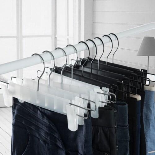 10 pcs Anit Slip Hanger Rack Pants Hangers with Clips Dress Socks Pants and Skirts Hanger Clothes Rack