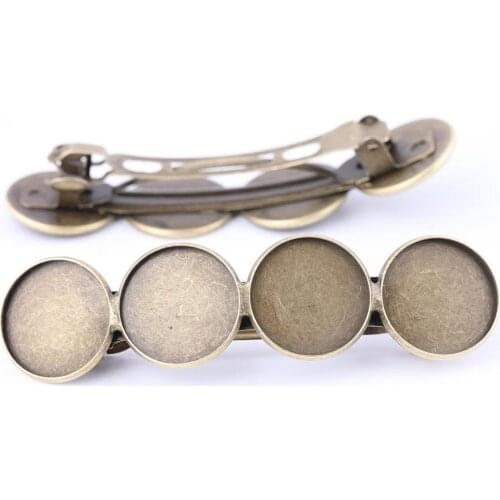 5pcs 20mm Cabochon Hair Clip Base Setting Trays Antique Bronze Hairclip Hairpin Bezel Blanks For Jewelry Making