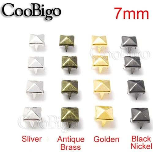 50pcs 7mm Pyramid Studs Rivets Spike Nailheads Punk Rock Leathercraft DIY Bracelets Clothes Bags Shoes Belt Apparel Accessories