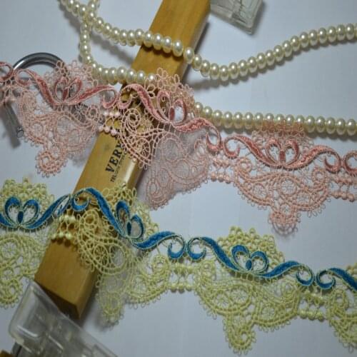 6.5CM wide (2yds/lot)2colors tie style openwork water soluble Hight quality lace fabrics embroidered lace trim-0508w06