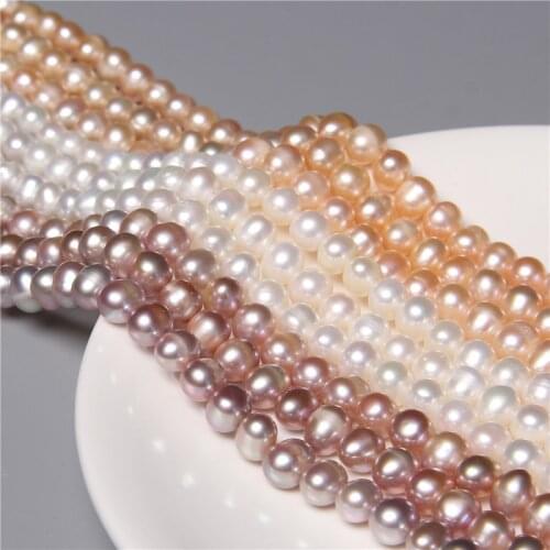 7-8mm Natural Freshwater Pearls Beads High Quality 36 cm Punch Loose Round Beads for Jewelry Making DIY Women Necklace Bracelet