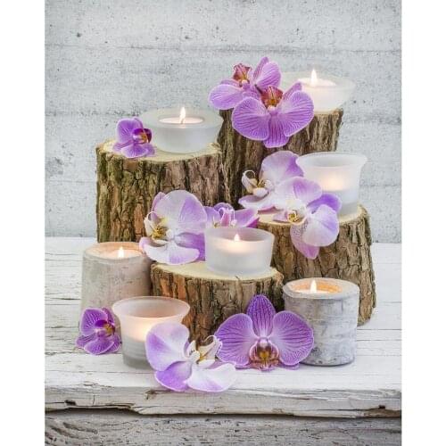 100% Full 5D Diy Daimond Painting "Candle&Orchid" 3D Diamond Painting Round Rhinestones Diamant Painting Embroidery Flowers