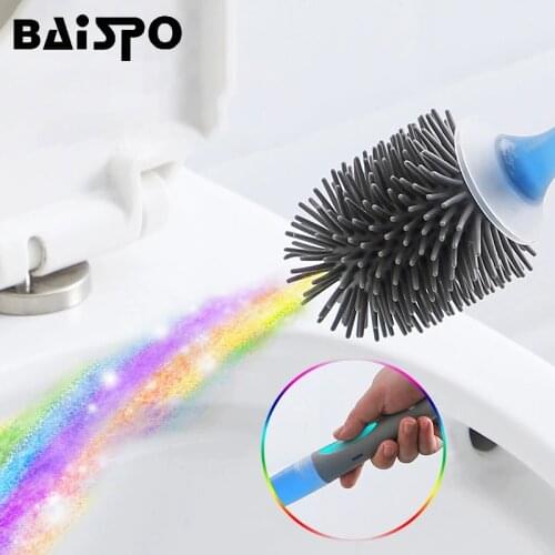 BAISPO Wall-Mounted Toilet Brush Long Handle No Dead Angle Cleaning Tools Creative Toilet Cleaning Artifact Bathroom Accessories