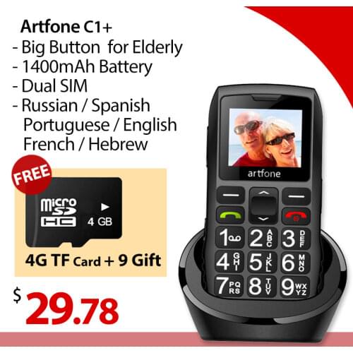 Artfone C1 Big Button Mobile Phone for Elderly, Unlocked Senior Mobile Phone With SOS Emergency Button,1400mAh Battery
