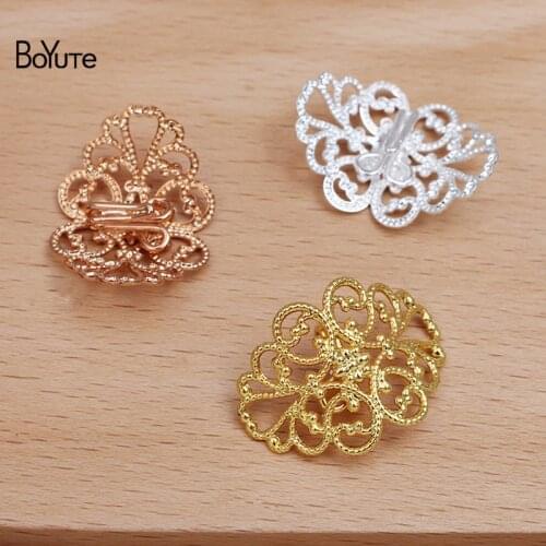 BoYuTe (20 Pieces/Lot) 28*35MM Brass Filigree Hair Clip Clasp Diy Handmade Hair Accessories Parts Wholesale