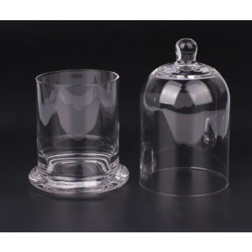 Crystal Glass Incense Jar Candle, Immortalized Flower Glass Candlestick with Cover, Decoration Golden Bell Jar Handmade Crafts