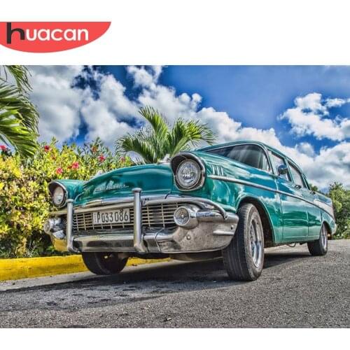 HUACAN Diamond Painting Car Scenery Rhinestone Picture Full Square Diamond Embroidery Landscape Diamond Mosaic Cross Stitch Kit