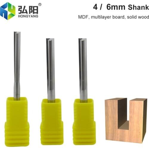1pc 4mm/6mm Shank 2-Blade Straight Groove Milling Cutter Head Carbide Dressing End Mill For CNC Woodworking Drill Cutting