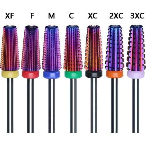 Tapered Carbide Nail Drill Bits With Cut 3/32" Two-Way 5 in 1 Carbide Bit Drill Accessories Milling Cutter For Manicure