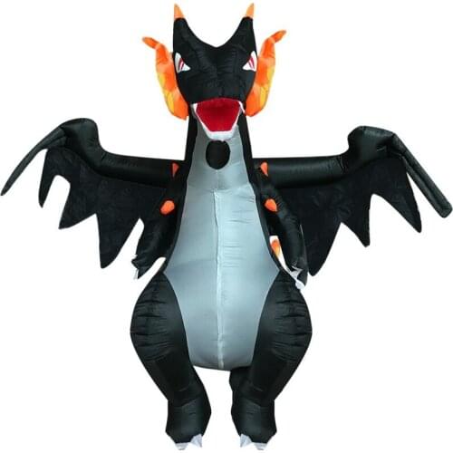 Adult Mascot Costume Dinosaur Costume Halloween Fire Dragon and Wing Cosplay Blow Tyrannosaurus Cosplay Man Woman