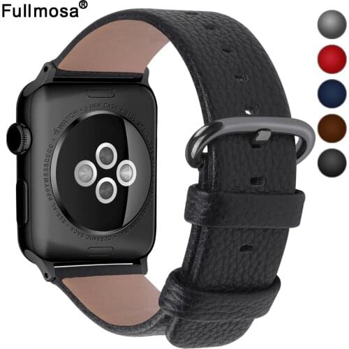 5 Colors Leather Strap Apple Watch Band with Stainless Clasp Watch Bracelet 44mm/40mm/38mm/42mm for iWatch Band 42 Series 3&2&1