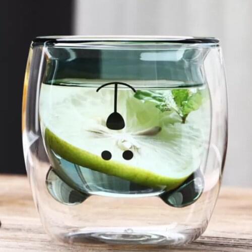 Mug Glasses with Double Bottom Creative Coffe Cup Resistant Kungfu Tea Mug Milk Juice Cup Drinkware Valentines Day Gift