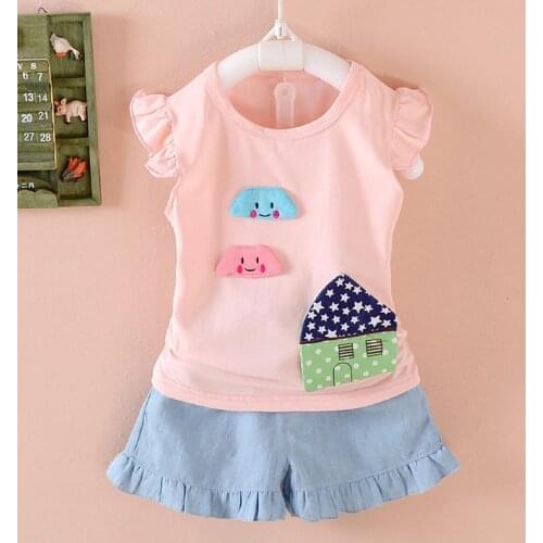 Summer Cotton Fashion Summer Tops+shorts 2pcs Tracksuits Toddler Jogging Suits Newborn Baby Girls Clothing Set