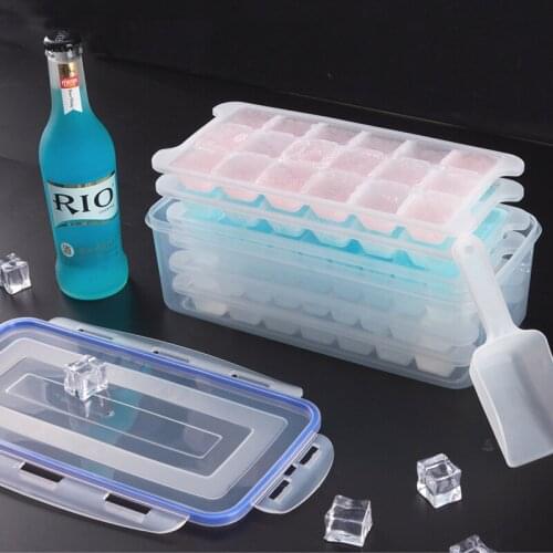 Multi-layer Ice Cube Tray Box Silicone Ice Cube Maker Mold With Lids Box For Party Cocktail Whiskey Cold Drink